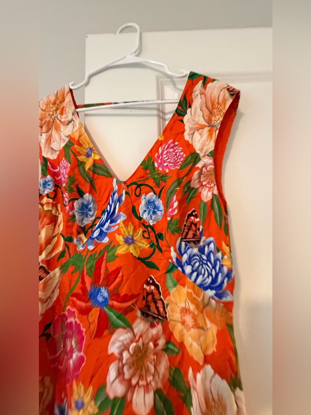 Anthropologie Low Back Printed Floral Midi Dress 🍊🌸✨ - Picture 6 of 13